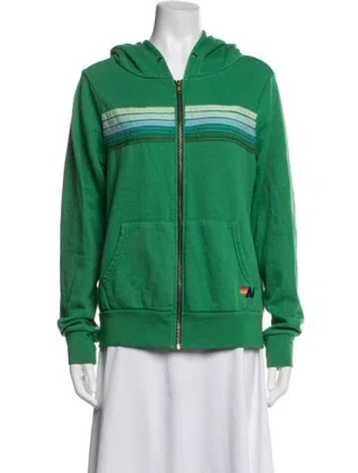 Pre-owned Aviator Nation Striped Jacket In Green