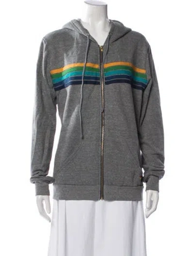 Pre-owned Aviator Nation Striped Jacket In Grey