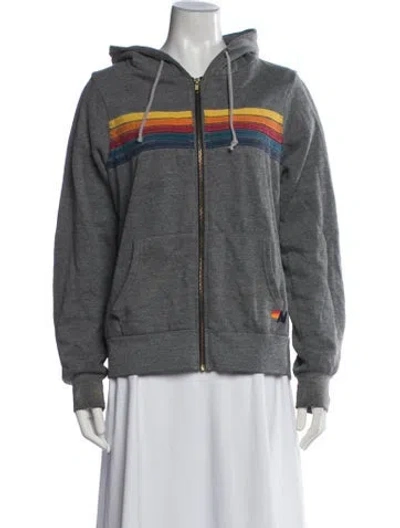 Pre-owned Aviator Nation Striped Jacket In Grey