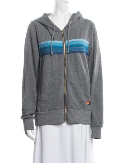 Pre-owned Aviator Nation Striped Jacket In Grey