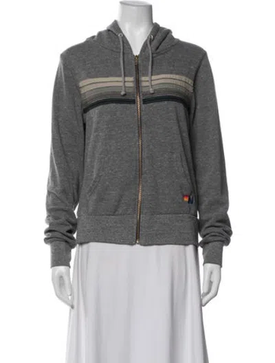 Pre-owned Aviator Nation Striped Jacket In Grey/neutrals