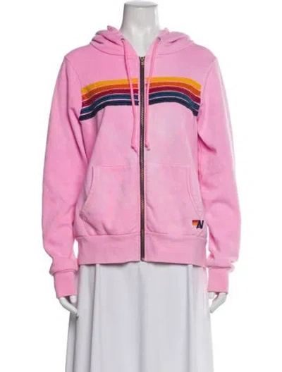 Pre-owned Aviator Nation Striped Jacket In Pink