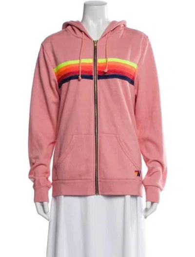 Pre-owned Aviator Nation Striped Jacket In Pink