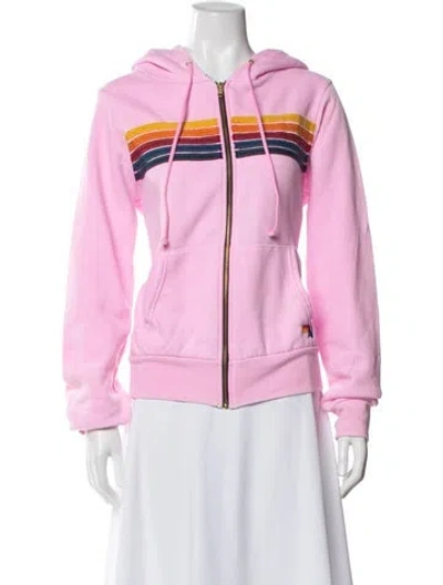 Pre-owned Aviator Nation Striped Jacket In Pink