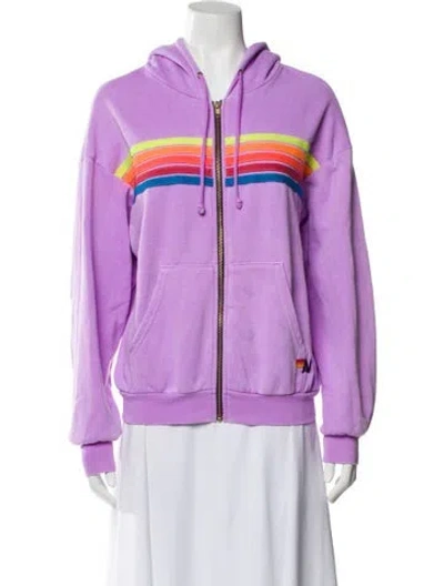 Pre-owned Aviator Nation Striped Jacket In Purple