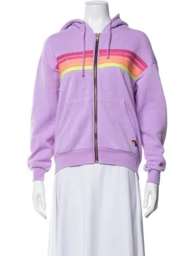 Pre-owned Aviator Nation Striped Jacket In Purple