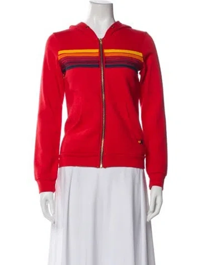 Pre-owned Aviator Nation Striped Jacket In Red