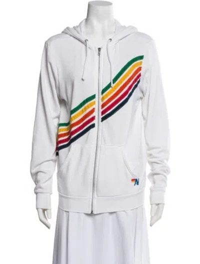 Pre-owned Aviator Nation Striped Jacket In White