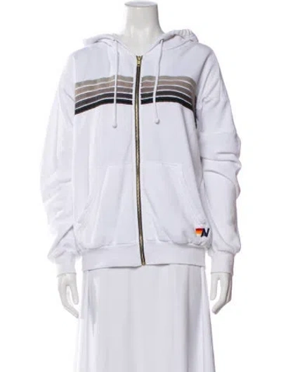 Pre-owned Aviator Nation Striped Jacket In White