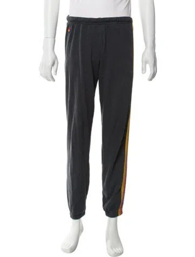 Pre-owned Aviator Nation Striped Lounge Bottoms In Black