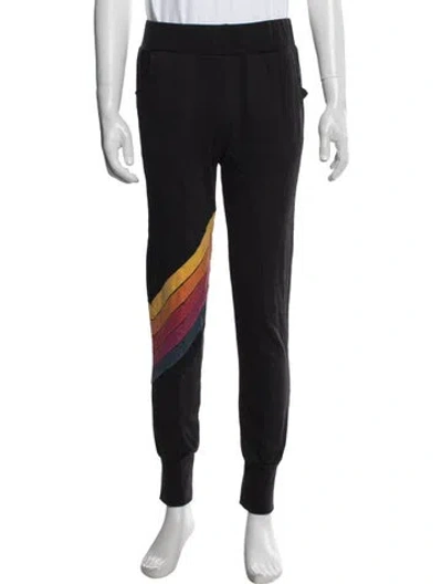 Pre-owned Aviator Nation Striped Lounge Bottoms In Black