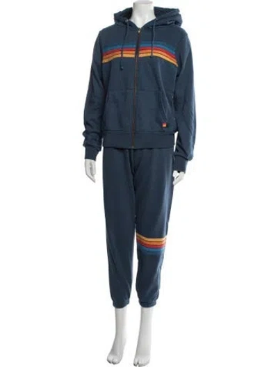 Pre-owned Aviator Nation Striped Lounge Set In Blue