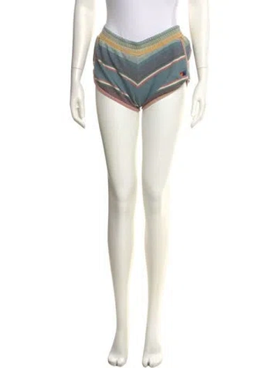 Pre-owned Aviator Nation Striped Mini Shorts In Blue