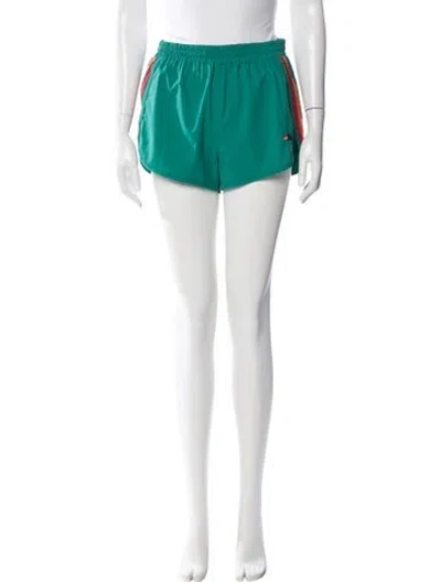 Pre-owned Aviator Nation Striped Mini Shorts In Green