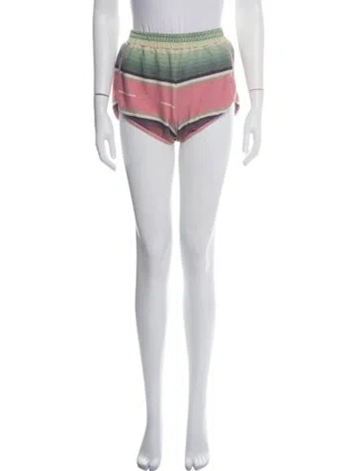 Pre-owned Aviator Nation Striped Mini Shorts In Green
