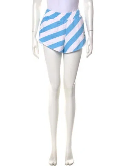 Pre-owned Aviator Nation Striped Mini Shorts In White
