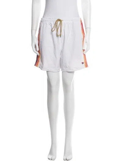 Pre-owned Aviator Nation Striped Mini Shorts In White