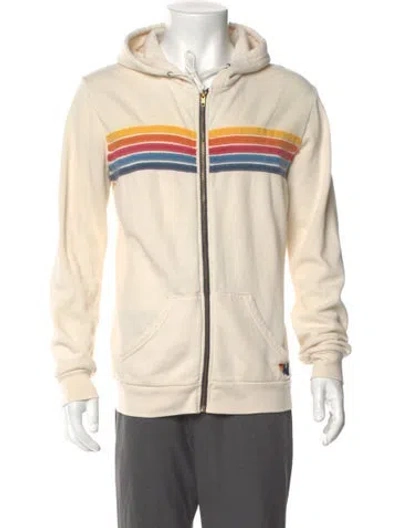 Pre-owned Aviator Nation Striped Mock Neck Cardigan In Neutral