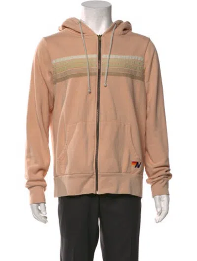 Pre-owned Aviator Nation Striped Open Front Hoodie In Neutrals