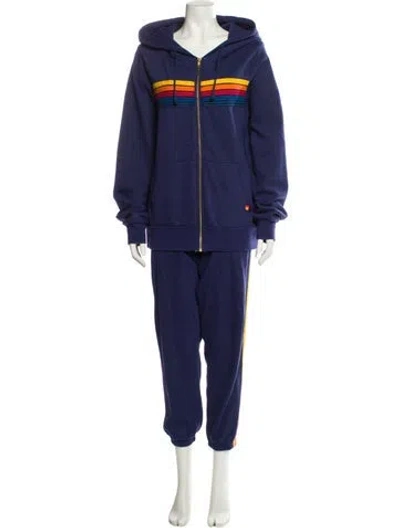 Pre-owned Aviator Nation Striped Pant Set In Blue