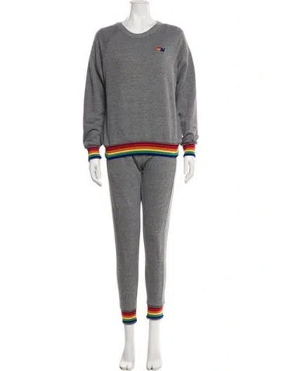 Pre-owned Aviator Nation Striped Pant Set In Gray