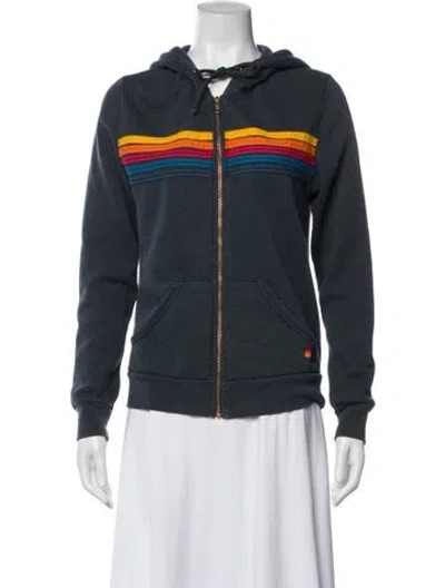 Pre-owned Aviator Nation Striped Performance Jacket In Blue