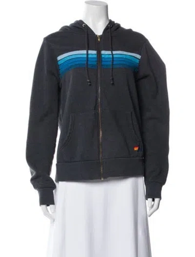 Pre-owned Aviator Nation Striped Performance Jacket In Blue