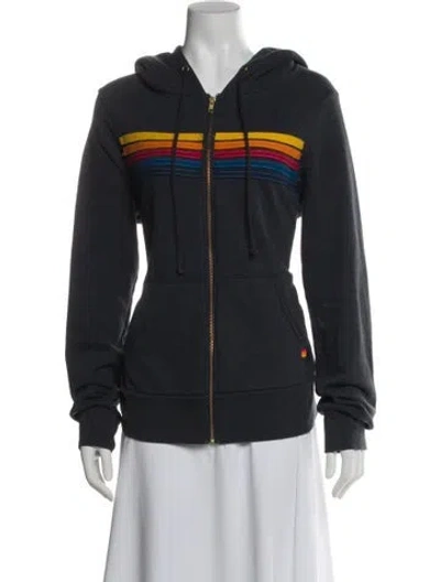 Pre-owned Aviator Nation Striped Performance Jacket In Gray