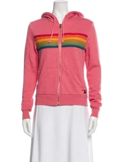 Pre-owned Aviator Nation Striped Performance Jacket In Pink