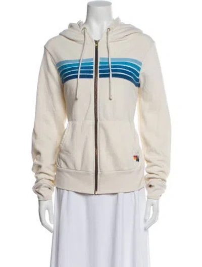 Pre-owned Aviator Nation Striped Performance Jacket In Yellow