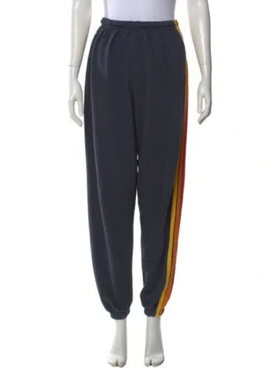 Pre-owned Aviator Nation Striped Straight Leg Pants In Gray
