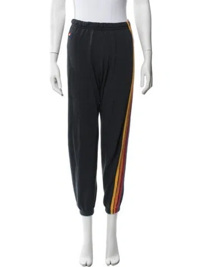 Pre-owned Aviator Nation Striped Straight Leg Pants In Grey