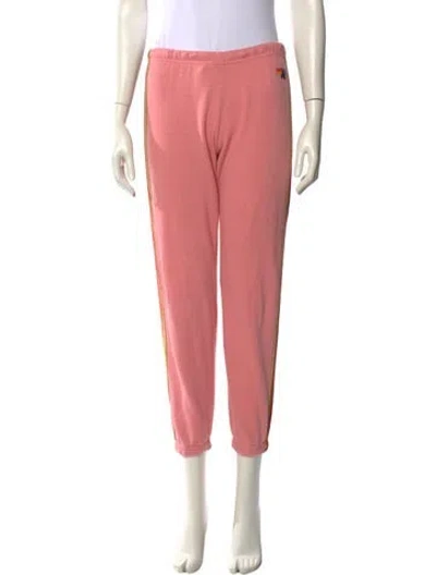 Pre-owned Aviator Nation Striped Straight Leg Pants In Pink
