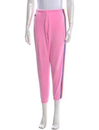 Pre-owned Aviator Nation Striped Straight Leg Pants In Pink