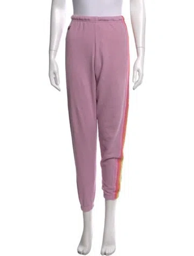 Pre-owned Aviator Nation Striped Straight Leg Pants In Pink