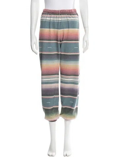 Pre-owned Aviator Nation Striped Straight Leg Pants In White