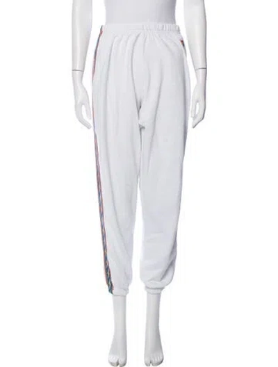 Pre-owned Aviator Nation Striped Straight Leg Pants In White