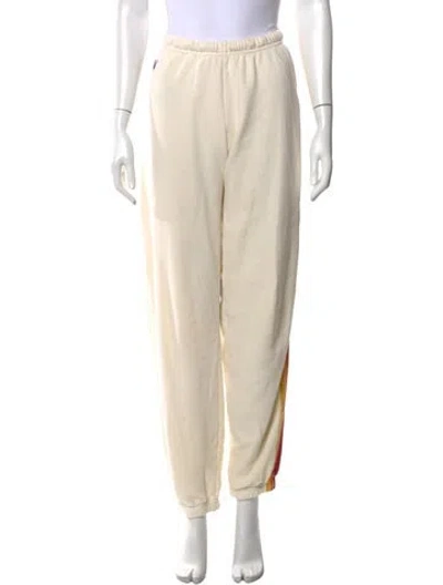 Pre-owned Aviator Nation Striped Straight Leg Pants In Yellow