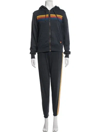 Pre-owned Aviator Nation Striped Sweatpants In Grey