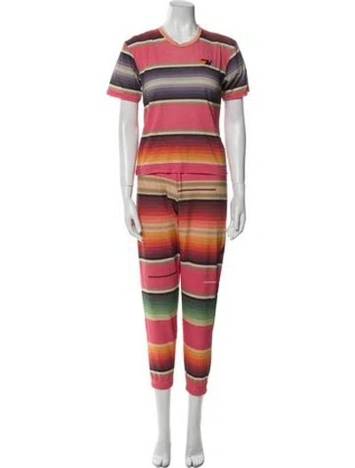 Pre-owned Aviator Nation Striped Tracksuit In Pink