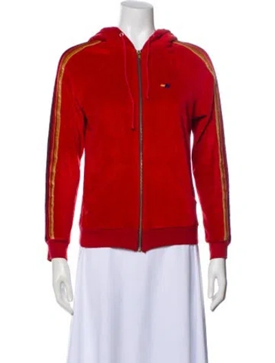Pre-owned Aviator Nation Striped V-neck Sweater In Red