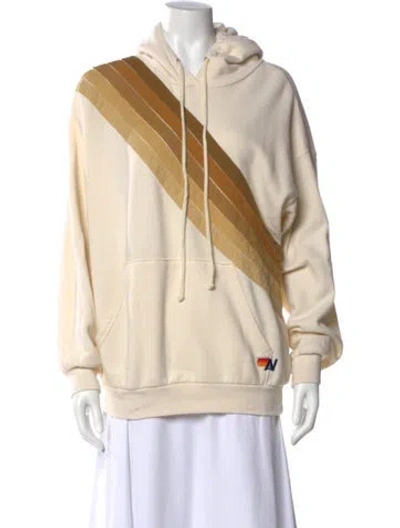 Pre-owned Aviator Nation Striped V-neck Sweatshirt In Neutral