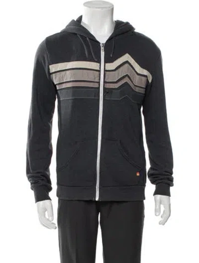 Pre-owned Aviator Nation Striped Windbreaker In Gray
