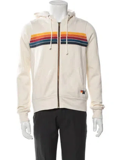 Pre-owned Aviator Nation Striped Windbreaker In Neutral
