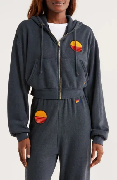 Aviator Nation Sunset Patch Crop Zip Hoodie