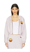 Aviator Nation Sunset Patch Cropped Zip Relaxed Hoodie