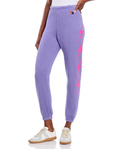 Aviator Nation Sweatpants In Lavendar/neon Pink