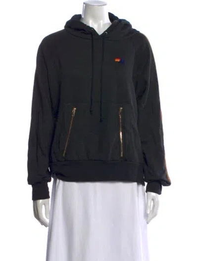 Pre-owned Aviator Nation Tie Neck Long Sleeve Top In Gray