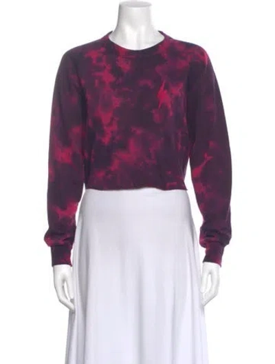 Pre-owned Aviator Nation Tie-dye Print Crew Neck Crop Top In Purple