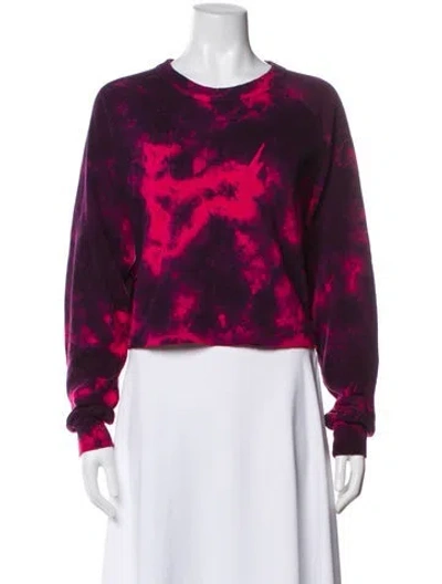 Pre-owned Aviator Nation Tie-dye Print Crew Neck Crop Top In Purple